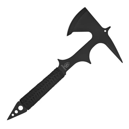 15" All Black Tactical Tomahawk Axe Paracord Wrapped Handle With Nylon Sheath