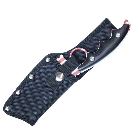8.25" Proud of America Flag Fixed Blade Hunting Knife w/ Finger Ring