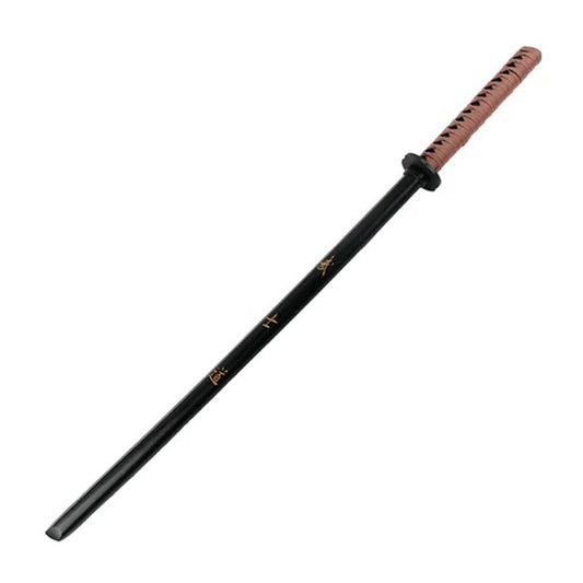 38" Black Wood Bokken Replica Collectible Training Katana Sword With Brown Cord Wrapped Handle