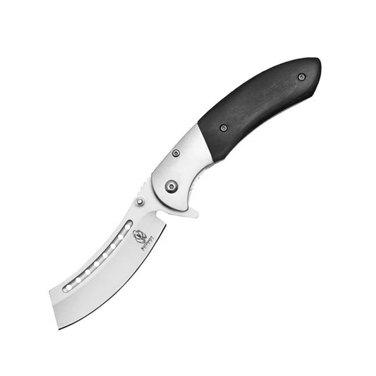 8" Silver Blade & Bolster Black Wood Handle Spring Assisted Folding Pocket Knife 