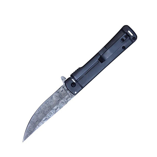 8" Dragon Print Handle Damascus Etched Blade Spring Assisted Pocket Folding Knife