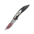 8" Black Eagle Print Handle USA Flag Blade Pocket Folding Knife With Belt clip