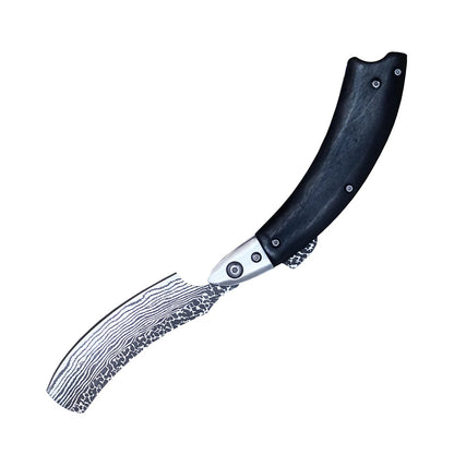 8.25" Folding Razor Knife Stainless Steel Sharp Razor Blade With Black Handle