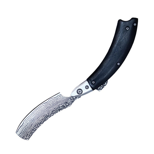 8.25" Folding Razor Knife Stainless Steel Sharp Razor Blade With Black Handle