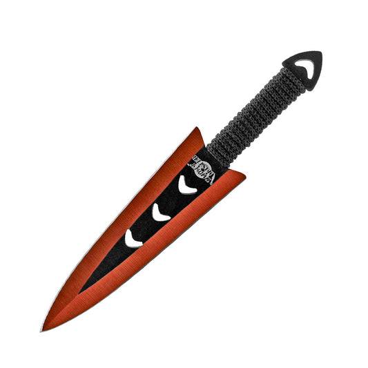 6 Piece Set 6" Red Color Arrow Head Throwing Knife W/ Black Cord Wrapped Handle 