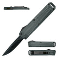 5.25" Grey Handle Stainless Steel Tanto Blade Mini Folding Knife