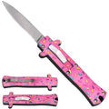 5.25" Sprinkles Design Pink Handle Stainless Steel Single Edge Blade Mini Folding Knife