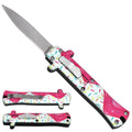 5.25" Sprinkles Design Pink & White Handle Stainless Steel Single Edge Blade Mini Folding Knife