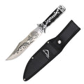 13.5" Native American Engraved Blade Wood Handle Hunting Knife With Sheath