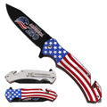 7" USA Flag Handle 250th Anniversary Design Blade Spring Assisted Folding Knife With Belt Clip