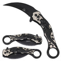 8.25" Black Titanium Coated Blade Mermaid Design Handle Spring Assisted Folding Knife 