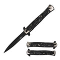 9" Black Titanium Coated Dragon Engraved Handle Spring  Assisted Folding Knife With Clip