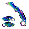 7.5" Rainbow Color Karambit Spring Assisted Tactical Folding Knife With Belt Clip