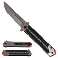 8.25" Black & Grey Handle Chrome Stainless Steel Blade Folding Knife With Belt Clip