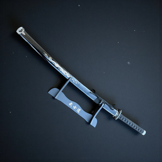 40" Black Dragon Design Samurai Katana Sword With Display Stand