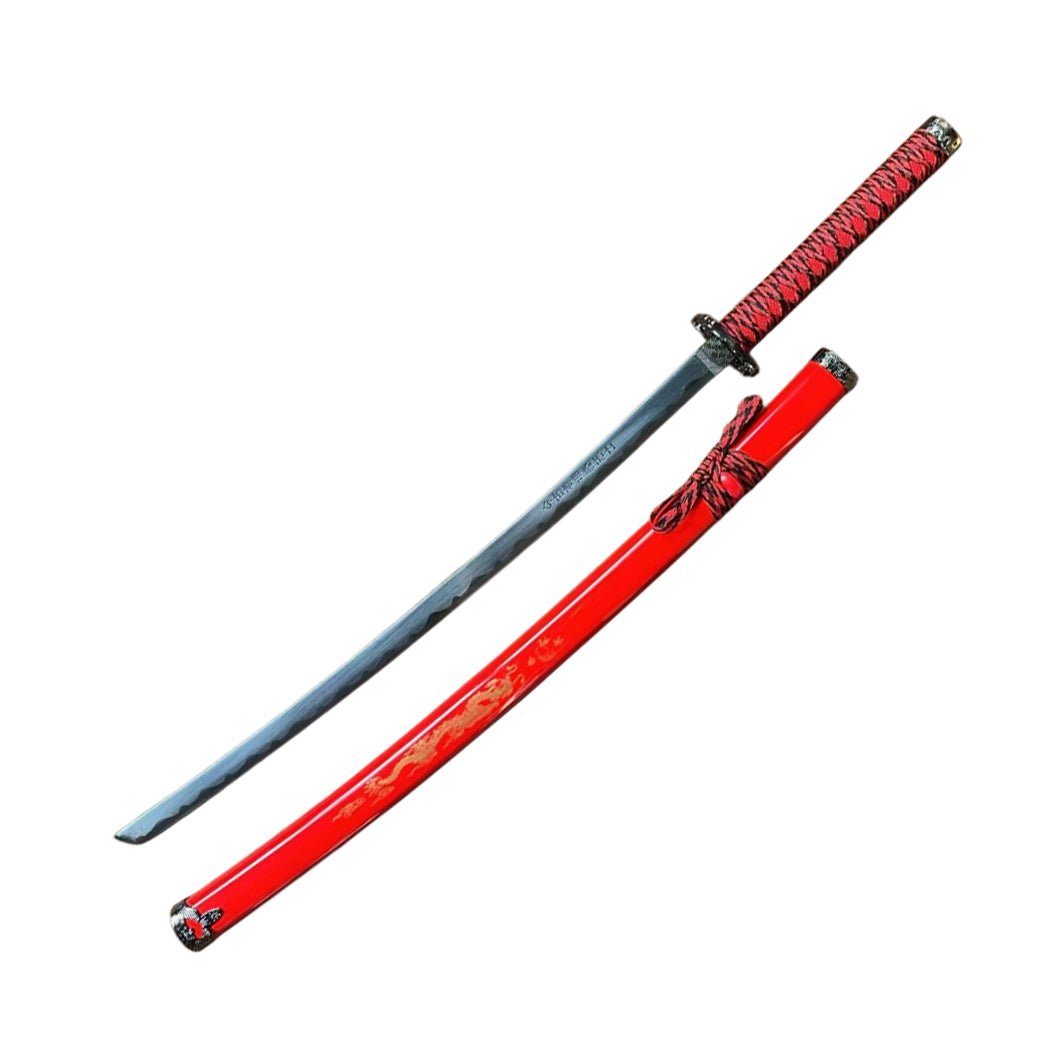 40" Red Dragon Design Samurai Katana Sword With Display Stand