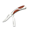 6" Slip-Joint Razor Style & Clip Point Blade Folding Knife w/ Steel & Wood Inlay Handle