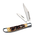 5" Slip-Joint Clip Point & Cutter Dual Blade Folding Knife w/ Acrylic Bone Handle