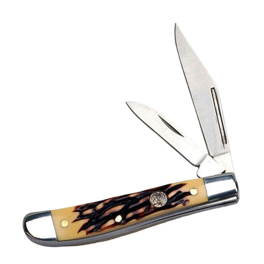 5" Slip-Joint Clip Point & Cutter Dual Blade Folding Knife w/ Acrylic Bone Handle