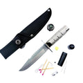 8.5" Silver Color Fixed Blade Survival Knife W/ Survival Kit & Compass