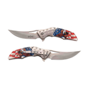 8"  American Flag/Eagle Design Handle Steel Bolster Spring Assisted Folding Knife With Clip