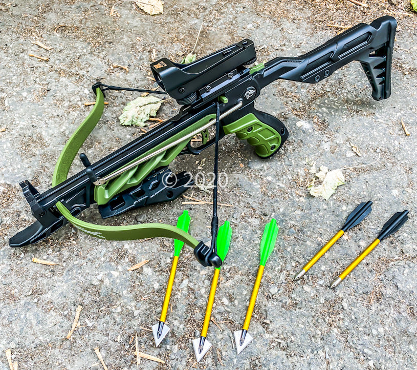 80lbs Hunting Self Cocking Pistol Crossbow Scope Package 225+ FPS Military Green