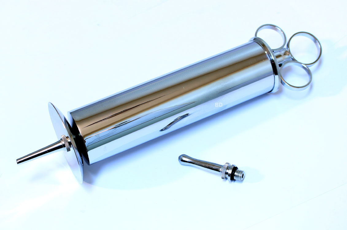 4 Oz Ear Syringe Kit Brass Chrome Plated Surgical Veterinary Tool