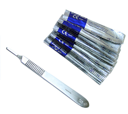 20 Surgery Scalpel Blades #15 & #3 Metal Handle Suitable for Dermaplaning