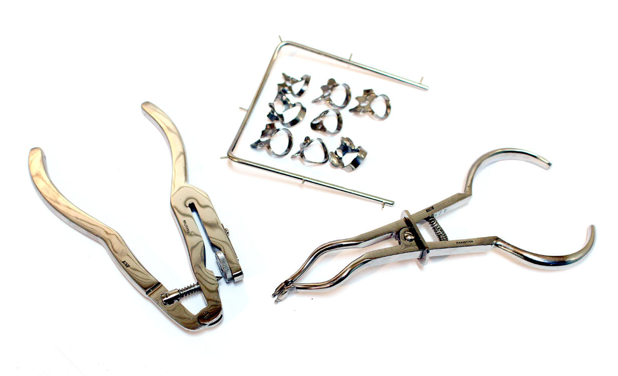 11 Pc Dental Rubber Dam Starter Kit Stainless Steel Endodontic Set