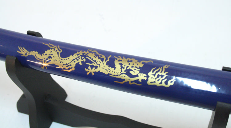 40" Blue Japanese Carbon steel blade Samurai Ninja katana Sword Stand & Sheath