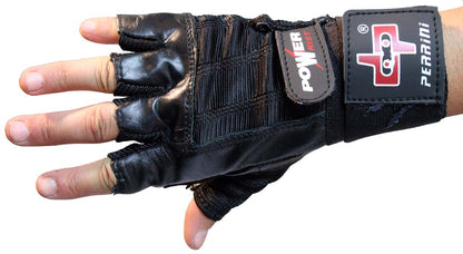 Black Leather Weight Lifting Fingerless Workout Gloves