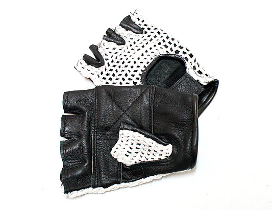 White Meshback Leather Gloves