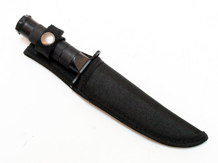 8" Outdoor Camping Stainless steel Knife Hunting Fire Starter Kit Compass Sheath - Black Tanto