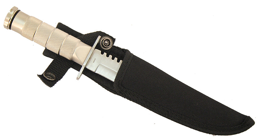 8" Outdoor Camping Stainless steel Knife Hunting Fire Starter Kit Compass Sheath - Silver Trailing