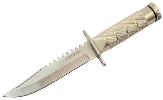 8" Outdoor Camping Stainless steel Knife Hunting Fire Starter Kit Compass Sheath - Silver Trailing