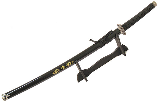 40" Katana Ying Yang Heavy Duty Japanese Samurai Sword Carbon Steel Blade Black