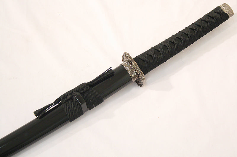 40" Katana Ying Yang Heavy Duty Japanese Samurai Sword Carbon Steel Blade Black