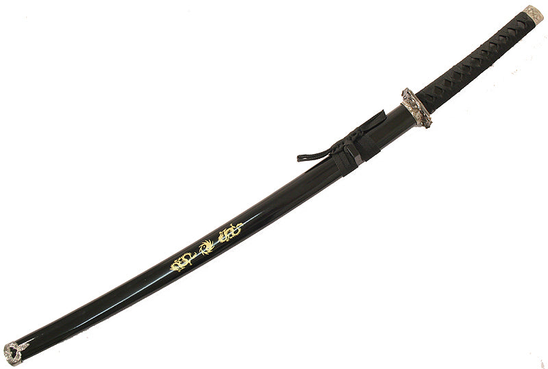 40" Katana Ying Yang Heavy Duty Japanese Samurai Sword Carbon Steel Blade Black