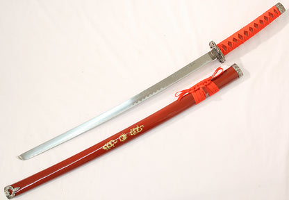 40" Katana Ying Yang Japanese Samurai Sword Carbon Steel Blade Red