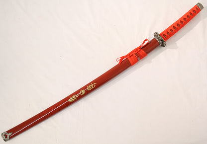 40" Katana Ying Yang Japanese Samurai Sword Carbon Steel Blade Red