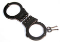 Hinged Style Handcuffs Double Lock Hand Cuffs With Leather Pouch +2 Keys Black