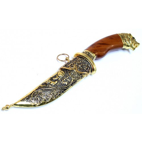 Defender 11" Dagger with Sheath Gold Color & Bear Design