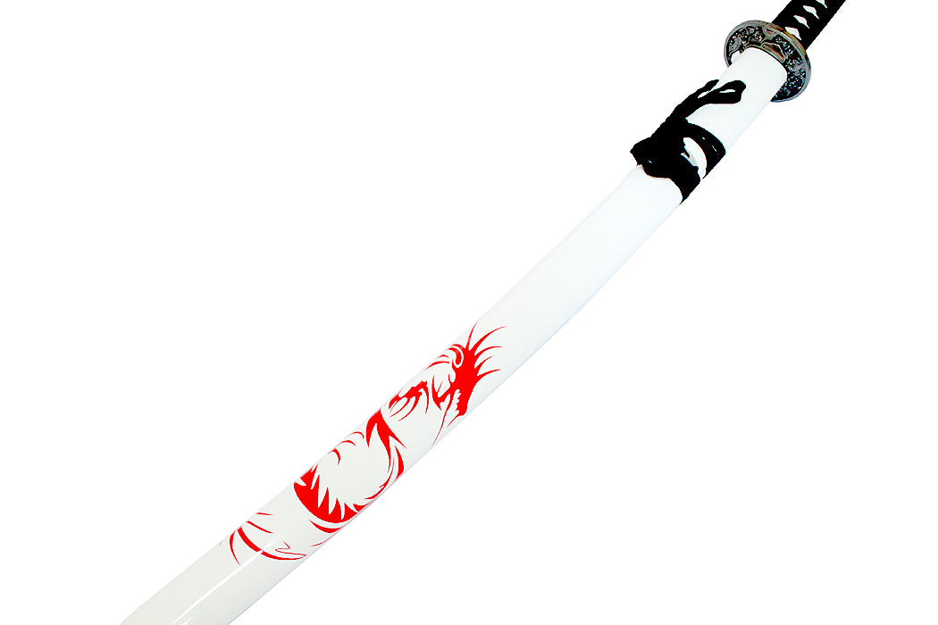 41" White and Red Dragon Japanese Samurai Sword Ninja with Stand New