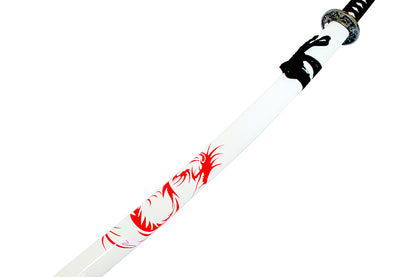 41" White and Red Dragon Japanese Samurai Sword Ninja with Stand New