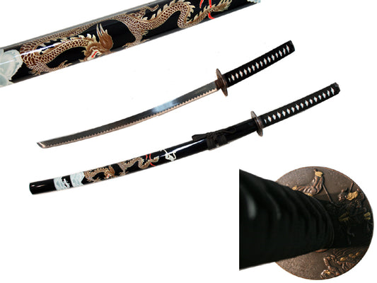 40.5" Collectible Dragon Katana Samurai Sword Ninja Good Quality Color - Black