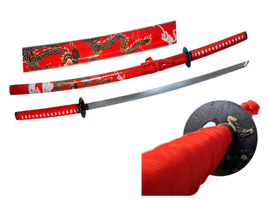 40" Red Collectible Dragon Japanese Samurai Katana Samurai Sword Ninja New