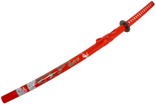 40" Red Collectible Dragon Japanese Samurai Katana Samurai Sword Ninja New