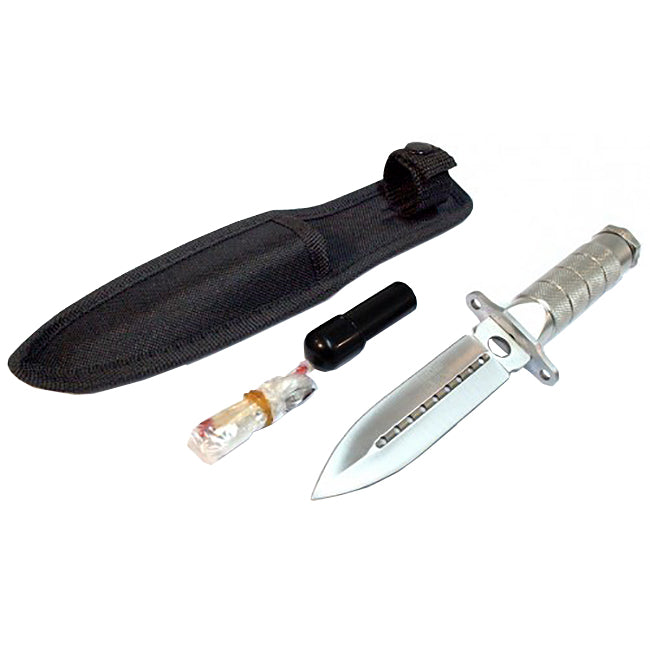 Defender Xtreme 8" Silver Survival Knife With Survival Kit & Sheath