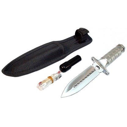 Defender Xtreme 8" Silver Survival Knife With Survival Kit & Sheath