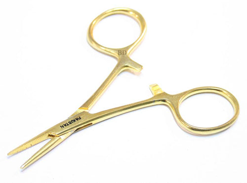 3.5" Gold Locking Hemostat Forceps  Straight Stainless Steel Tool